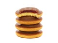 Pile of jaffa cakes, chocolate coated cookies filled with jam