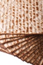 Pile of Jewish kosher matzah macro isolated on white vertical Royalty Free Stock Photo
