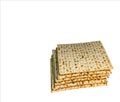 Pile of Jewish Matzah bread,Jewish Passover holiday. Pesach matzo on white background Royalty Free Stock Photo