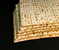 Pile of Jewish Matzah bread, the substitute for bread on the Jewish Passover holiday.