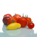 Pile of Juicy Fresh Ripe Plum Tomatoes Isolated Over White Background Royalty Free Stock Photo