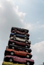 A pile of junk cars