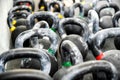 Pile of kettlebells in gym Royalty Free Stock Photo