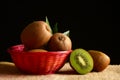 Pile of kiwi on the black background Royalty Free Stock Photo