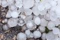 A pile of large hail on the ground Royalty Free Stock Photo