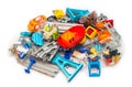 Pile of Lego constructor set on white