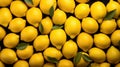 Pile of Lemons With Green Leaves