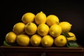 Pile of Lemons on Wooden Box