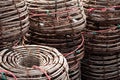 Pile of lobster pots Royalty Free Stock Photo
