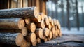 A pile of logs sitting on top of a wooden table Royalty Free Stock Photo