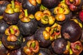 Pile of mangosteen fruits