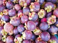 A pile of mangosteen sold in Thailand`s local market.