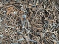 Pile of many different old metal keys Royalty Free Stock Photo