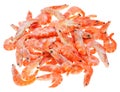 Pile of many frozen boiled red shrimps isolated Royalty Free Stock Photo