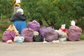 Pile of many garbage bags