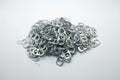 Pile of many Metal pull ring of can and used staple needle