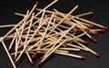 Pile of Matches - Against a Black Background