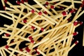 Pile of matches, close, isolated Royalty Free Stock Photo