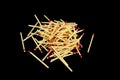 Pile of matches, from side, isolated Royalty Free Stock Photo
