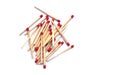 Pile of matches wooden sticks with red sulfur Royalty Free Stock Photo