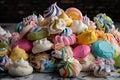 pile of meringues, each whimsically flavored and decorated in different way