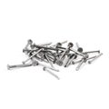 Pile of metal nails isolated over white background, view above Royalty Free Stock Photo