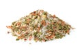 Pile of mixed aromatic salt, spices and herbs