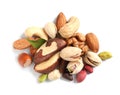 Pile of mixed organic nuts on white Royalty Free Stock Photo