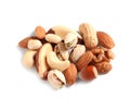 Pile of mixed organic nuts on white Royalty Free Stock Photo