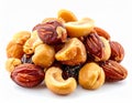 Pile of Mixed Salted Nuts on White Background Snack Food Royalty Free Stock Photo