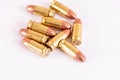 Pile of 9mm FMJ bullets Royalty Free Stock Photo