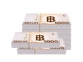 Pile money 1000 baht banknote thai, currency stack of one thousand THB type, bank note money thailand baht for business and