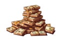 Pile of Money packs of hundred dollar bills stack isolated vector style illustration