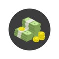 Pile of money vector icon.