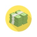 Pile of money vector icon.