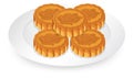 Pile of mooncakes on white plate