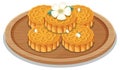 Pile of mooncakes on wooden plate