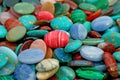 Pile of multi color semi precious stones for background or wallpaper