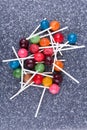 Pile of multicolored candy suckers