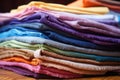 a pile of multicolored fabric swatches Royalty Free Stock Photo