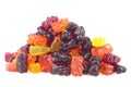 Pile of multicolored jelly bear candies isolated on white background. Jelly sweets Royalty Free Stock Photo