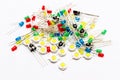 Pile of multicolored 3mm 1W LEDs - light-emitting diode and infrared receivers