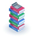 The pile of multicolored office file folders with accounting cal Royalty Free Stock Photo