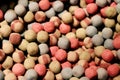 Pile of multicolored round candies , chewing gums