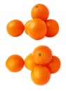 Pile of multiple ripe oranges, isolated over the white background, set of different foreshortenings Royalty Free Stock Photo