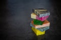 Pile of natural handmade soap bars. Dark background. Copyspace Royalty Free Stock Photo