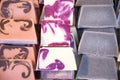 Pile of natural handmade soaps for sale