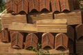 Pile of new mediterranean ceramic tile for roof Royalty Free Stock Photo