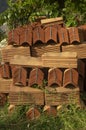 Pile of new mediterranean ceramic tile for roof Royalty Free Stock Photo