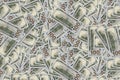 Pile of new and old one hundred dollar bills bills. Royalty Free Stock Photo